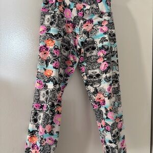 Preloved:Vibrant Flower Power Skull Patterned Leggings